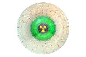 Human eye with radiation hazard symbol