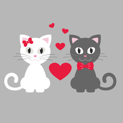 romantic cute kitten white and gray with tie sitting