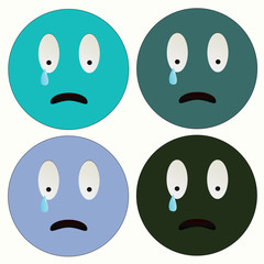 Crying emoticon. Vector illustration