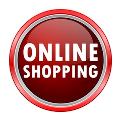 Online Shopping round metallic red button