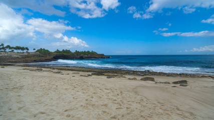 Sandy beach on asian island in the sunny day