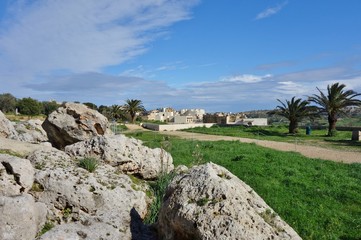 The Neolithic megalith temple complex of Ggantija (Tempji Neolitici Tal-Ggantija) on the island of Gozo in Malta 