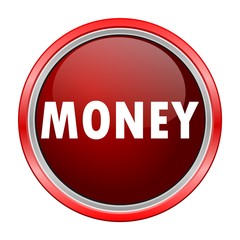 Money round metallic red button