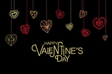 Fototapeta na wymiar Hand sketched Happy Valentine's Day text as Valentine's Day logo
