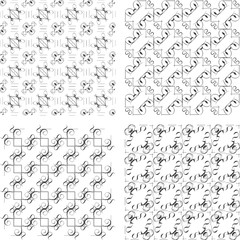 Fototapeta na wymiar Set of black and white geometric seamless patterns. Vector backgrounds collection.