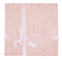 Light pink gift  with isolated on white background