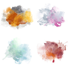 Various Colorful Watercolor Blobs. Set of Watercolor Splashes