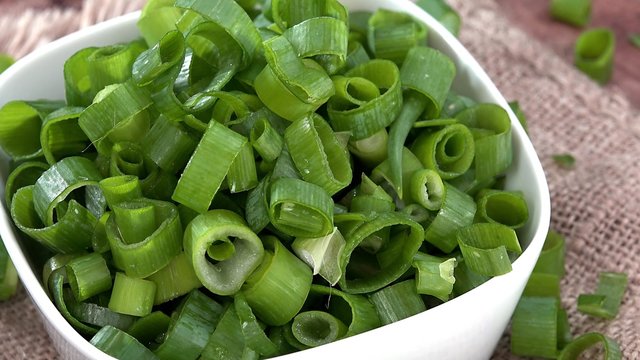 Some Rotating Scallions as seamless loopable 4K UHD footage