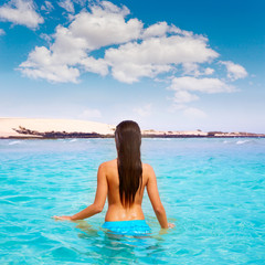 Girl on the beach Fuerteventura at Canary Islands