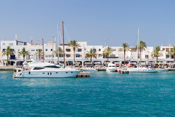 Fototapeta na wymiar La Savina harbour on Formentera island, Spain