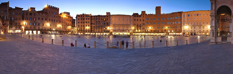 Panorama of Piazza Del Campo, Siena, Tuscany, Italy - obrazy, fototapety, plakaty