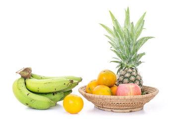 Fruits on white background.