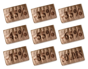 Leather tag with discounts soldes set