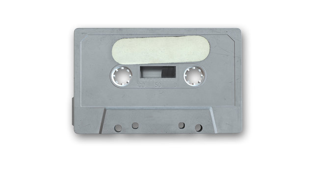 Old audio cassette, tape isolated on white background