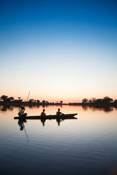 Mokoro in sunset 