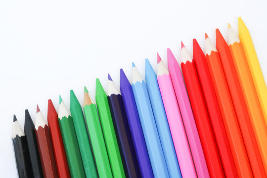 Crayon color on white background