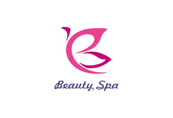 beauty butterfly spa yoga relax concept logo