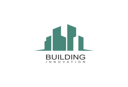 green building with eco concept logo