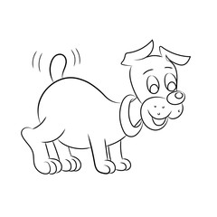 Illustration of an amusing puppy for the children's book of a coloring