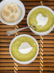 Homemade cake with leek and cheese close up