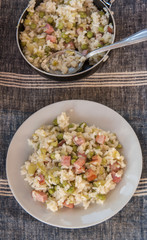 lemon risotto with bacon and peas