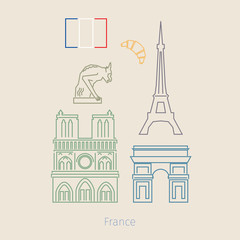 Concept of travel or studying French. 
