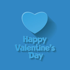 Fototapeta premium Blue minimalistic vector greeting card for St Valentine's Day