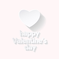 Minimalistic vector greeting card for St Valentine's Day with white heart and text