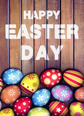 Easter egg on wood background