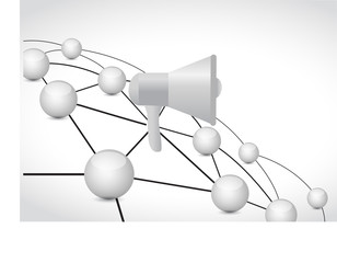 megaphone and dot network illustration design