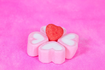 Obraz premium heart shaped candies on background,selective focus.
