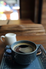  Americano coffee in wood background