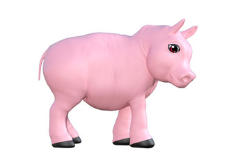 Pink Pig on White