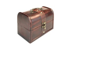 Decorative Storage Redwood Box Or Casket Side View White Isolate