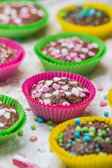 Muffins colorful hearts sweet cakes love