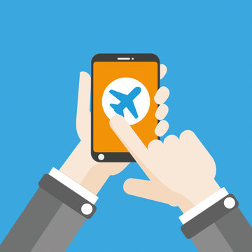 Hand Smartphone Smart Flight Click Flat