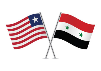 Liberian and Syrian flags. Vector illustration.