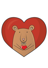 Happy Valentines day card with cute teddy bear