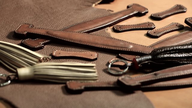 Trunk Maker at work in his luxury leather workshop