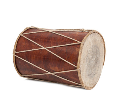 A very old wooden drum