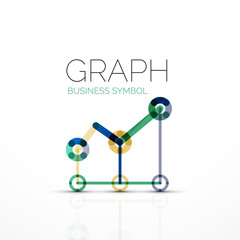 Abstract logo idea, linear chart or graph  business icon. Creative vector logotype design template