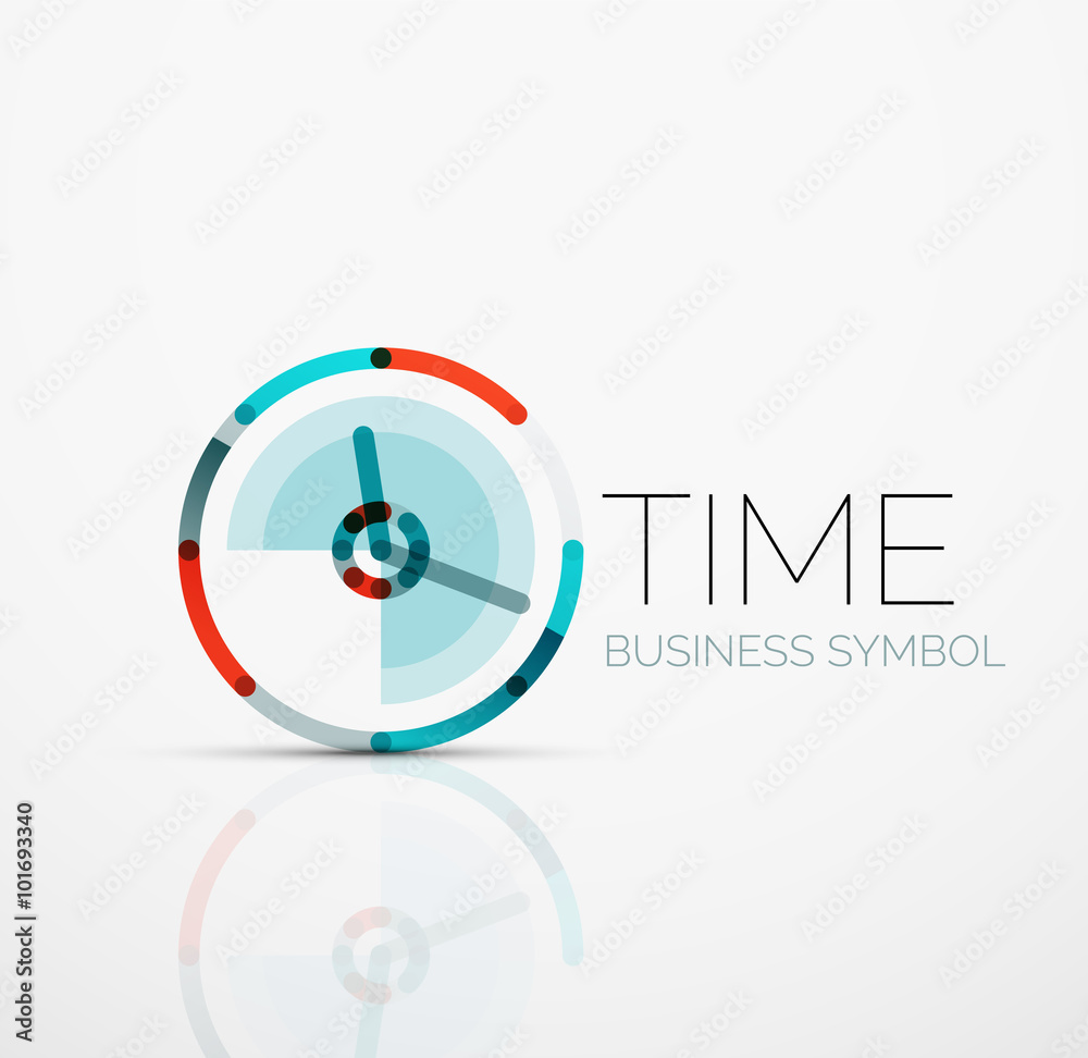 Aufkleber vector abstract logo idea, time concept or clock business icon. creative logotype design template