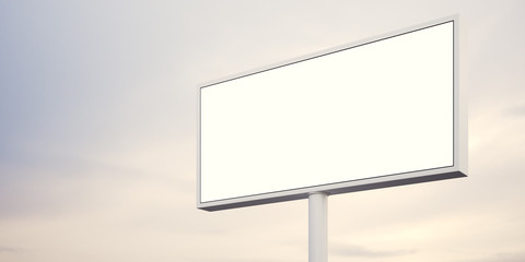 Blank billboard at sunset time ready for advertisement. abstract background. 3d render