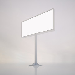 Blank white billboard with space for your advertisement against abstract background. Vertical. 3d render