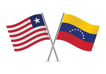 Liberian and Venezuelan flags. Vector illustration.