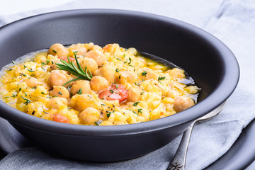 Chickpea and barley soup.