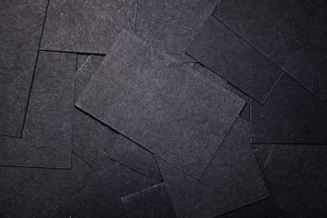 Fototapeta premium Photo of blank black business cards. Horizontal