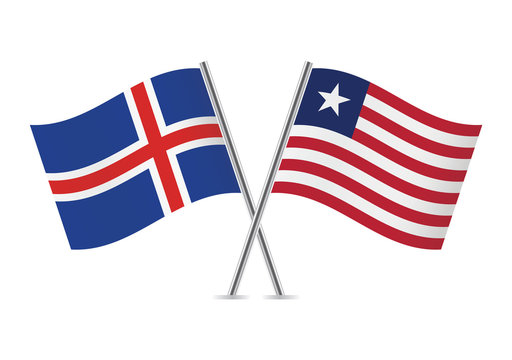 Icelandic and Liberian flags. Vector illustration.