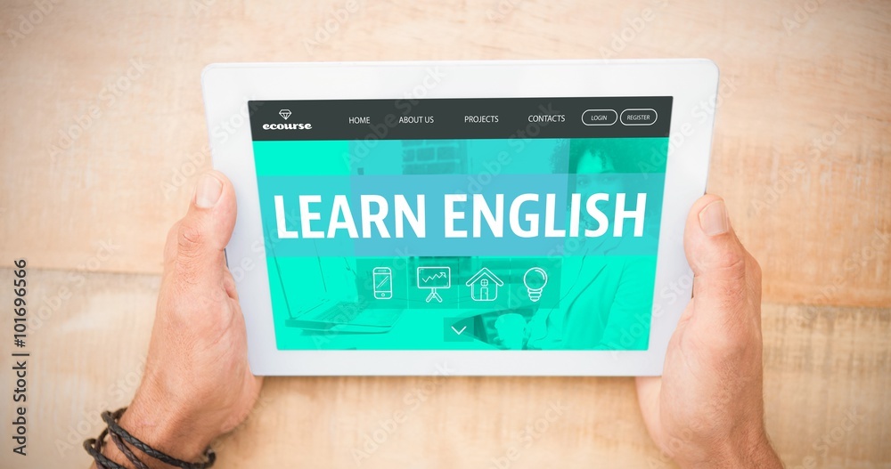 Poster composite image of learn english interface