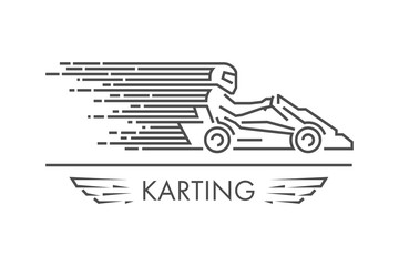Vector linear karting and go kart logo and icon. - obrazy, fototapety, plakaty